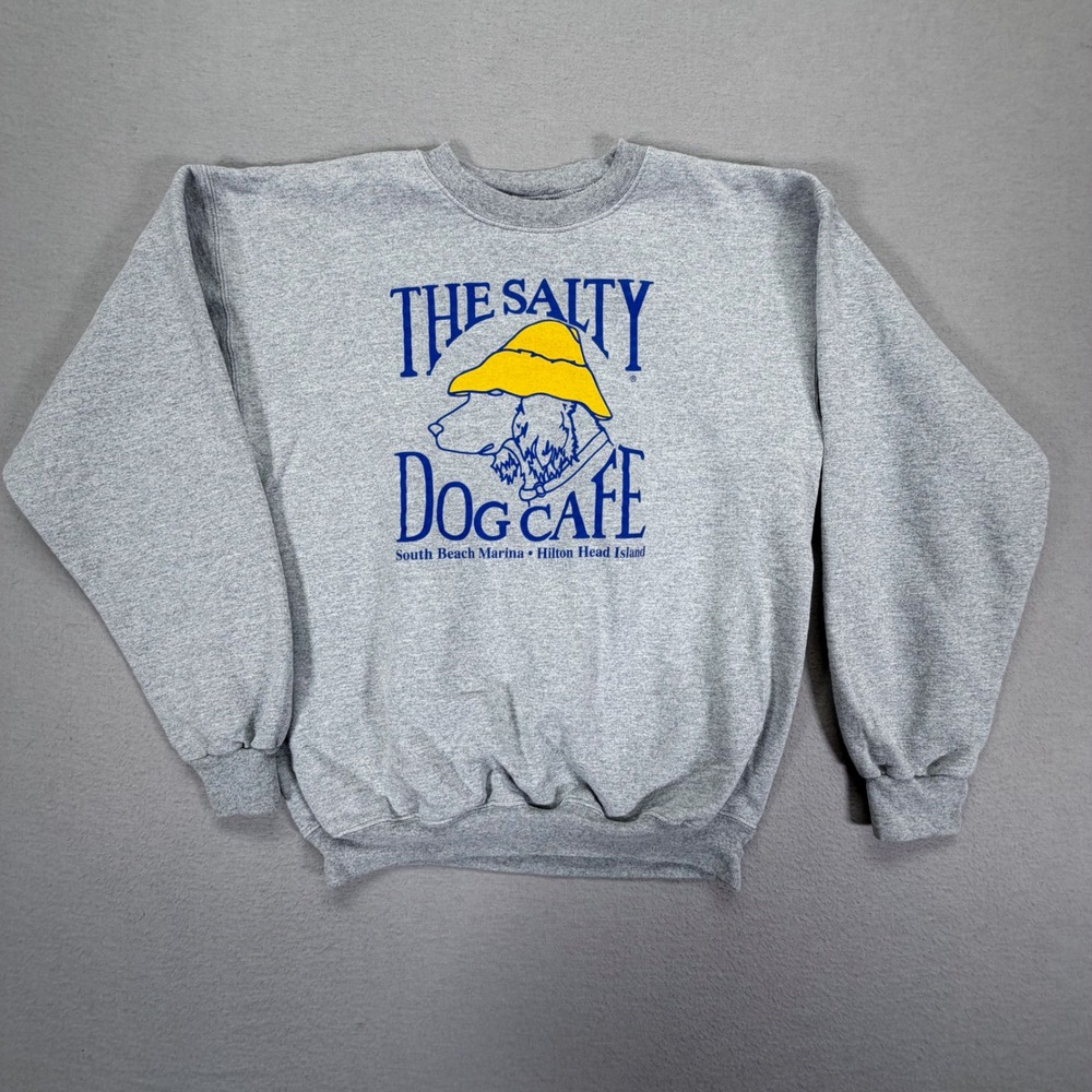 Hanes Salty Dog Cafe Sweatshirt Mens S Good Gray Vintage Hilton Head Graphic